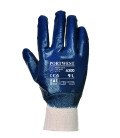 Gant nitrile, poignet tricot de travail Bleu Portwest