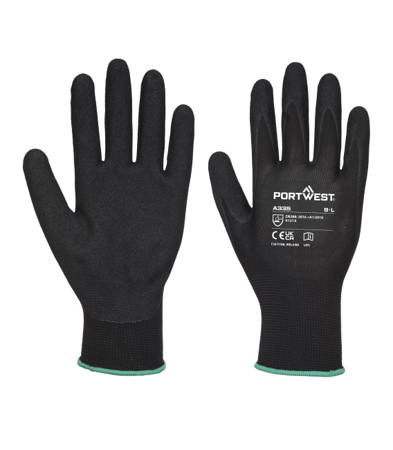 Gant dermi-grip npr15 nitrile sablé de travail Noir Portwest
