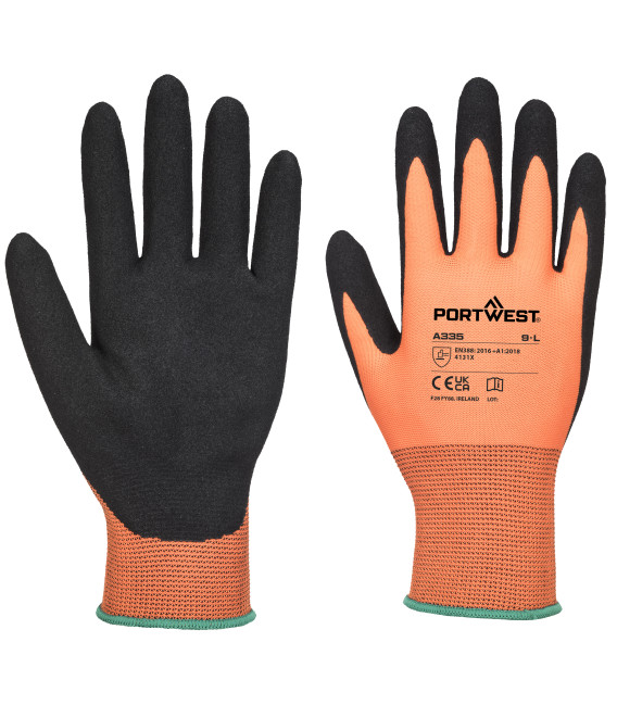 Gant dermi-grip npr15 nitrile sablé de travail Orange/Noir Portwest