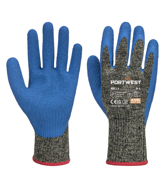 Gant anticoupures aramide latex hr de travail Noir/Bleu Portwest