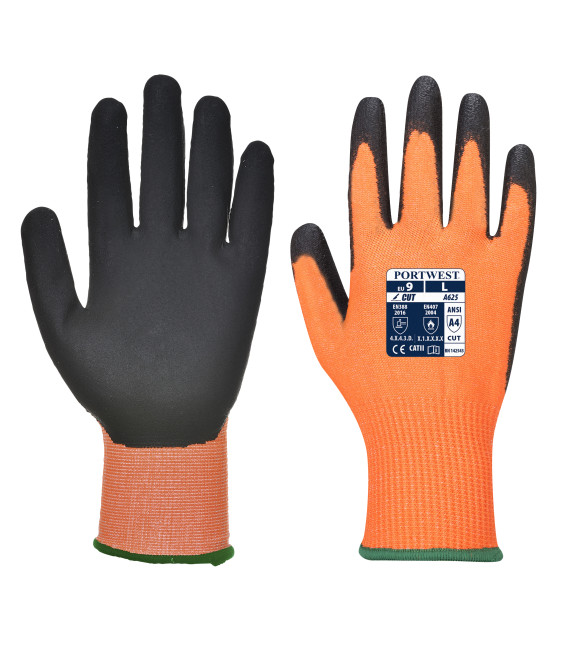 Gant pu vis-tex coupure d de travail Orange/Noir Portwest