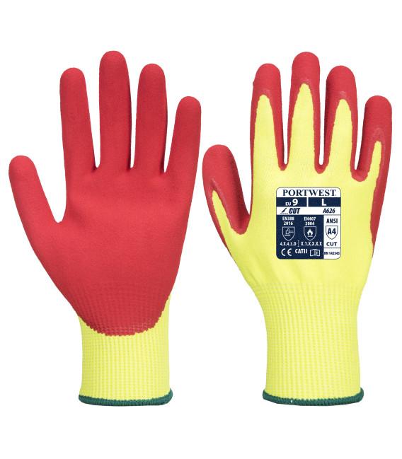 Gant vis-tex anticoupure hr - nitrile de travail Jaune/Rouge Portwest