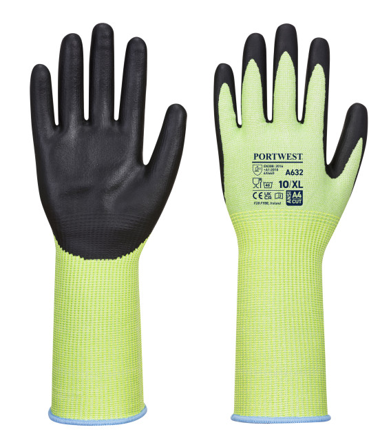 Gant coupe verte longue poignet de travail Vert/Noir Portwest