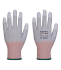 Gant paume enduite pu esd - paquet de 12 de travail Gris/Blanc Portwest