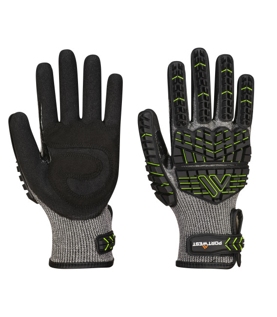 Gant coupé en mousse nitrile vhr15 de travail Noir/Vert Portwest