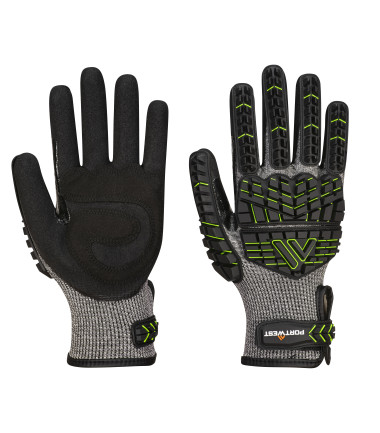 Gant coupé en mousse nitrile vhr15 de travail Noir/Vert Portwest