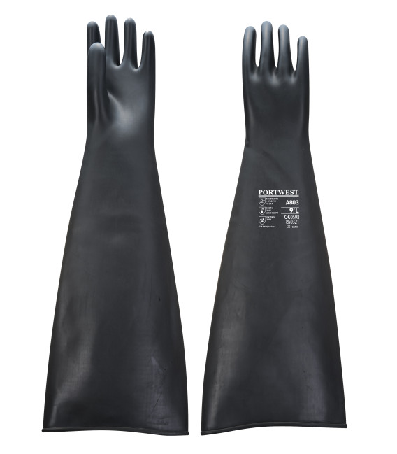 Gant caooutchouc latex lourd 60 cm de travail Noir Portwest