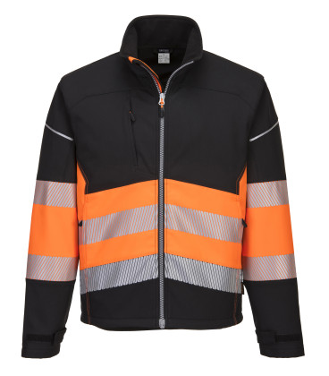 Veste softshell pw3 haute visibilité classe 1 de travail Noir/Orange Portwest