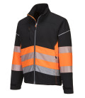 Veste softshell pw3 haute visibilité classe 1 de travail Noir/Orange Portwest