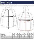 Veste de pluie iona classic de travail Noir Portwest